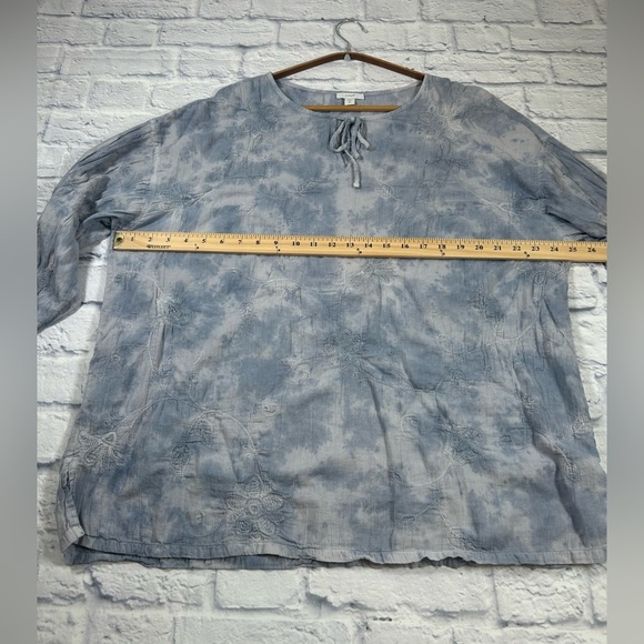 J. Jill -Pure Jill Blue/Gray Tie Dye Tunic Top with 3/4 Length Sleeves. Size XL. - Picture 4 of 7